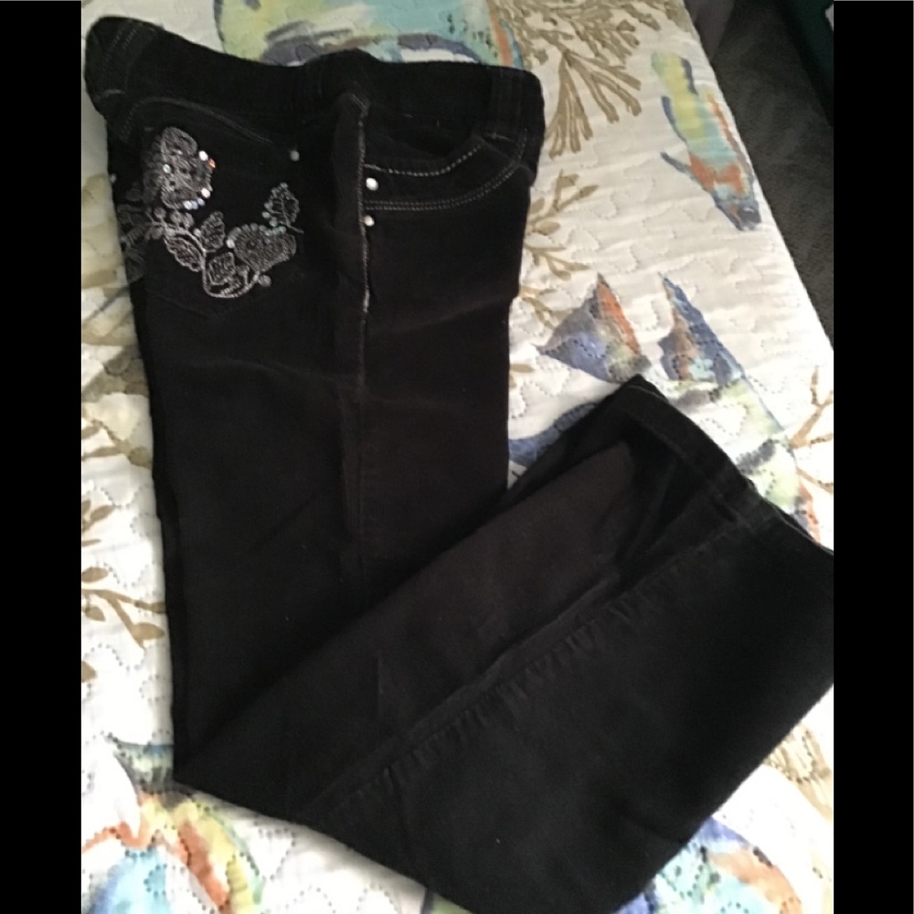 Faded glory corduroy pants black girls 7 Embroided